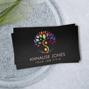 Yin Yang tree of life - Colorful Leaves  Business  Card