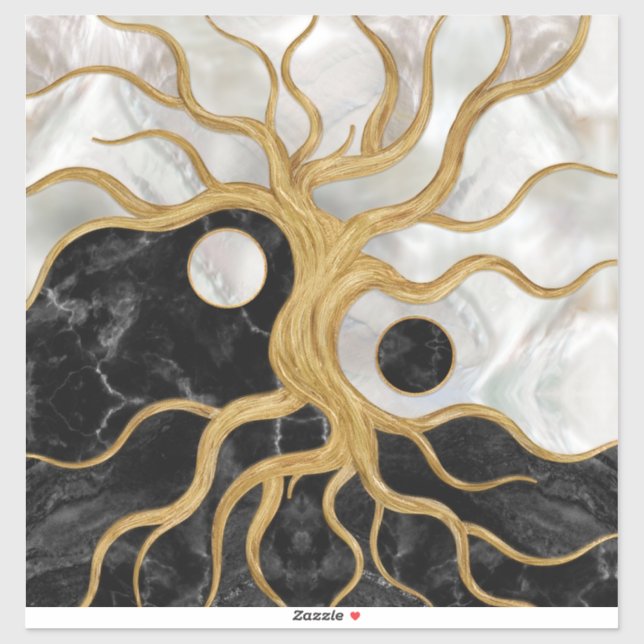 Yin Yang Tree of life - Marbles and Gold (Sheet)