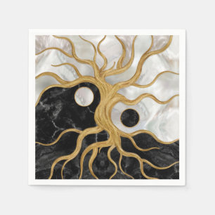 Yin Yang Tree of life - Marbles and Gold Napkin