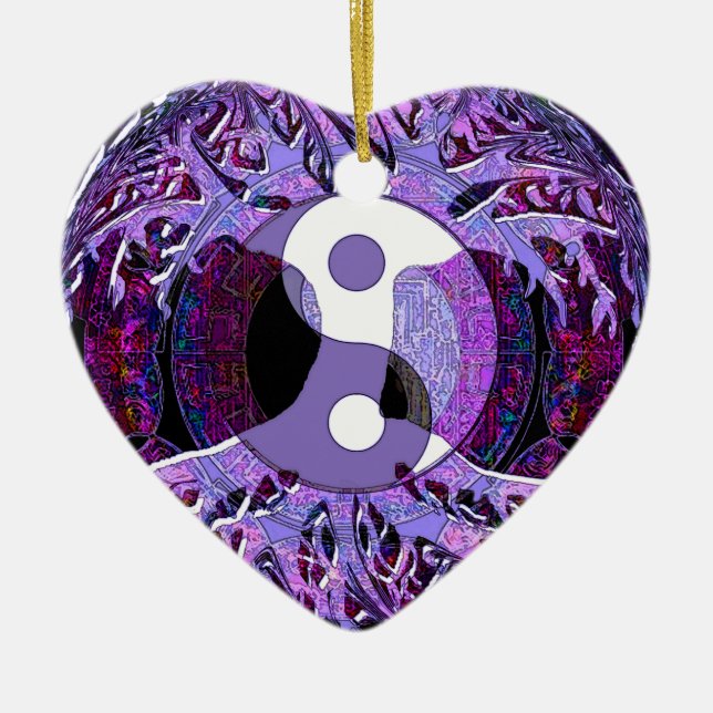 Yin Yang Tree of Life Purple Ceramic Ornament (Front)
