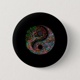 Yin Yang Tree Of Life Taoist Symbol Yoga Meditatio 6 Cm Round Badge