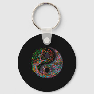 Yin Yang Tree Of Life Taoist Symbol Yoga Meditatio Key Ring