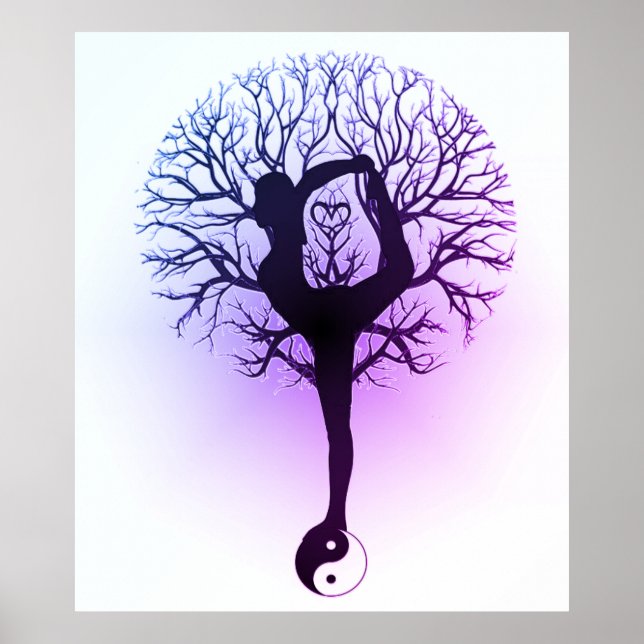 Yin Yang, Tree of Life, Women, Yoga Purple Poster (Front)