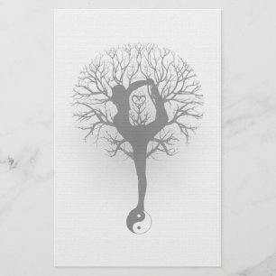 Yin Yang, Tree of Life, Women, Yoga Stationery