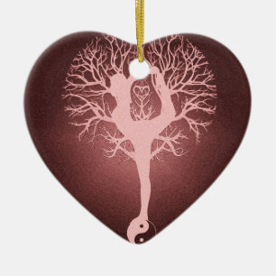 Yin yang, tree of life, yoga, harmony ceramic ornament