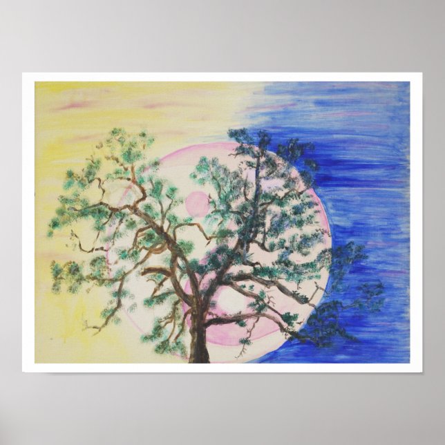 Yin yang tree poster, moon, original design poster (Front)
