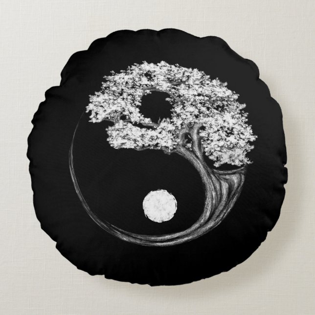 Yin Yang Tree Round Cushion (Front)