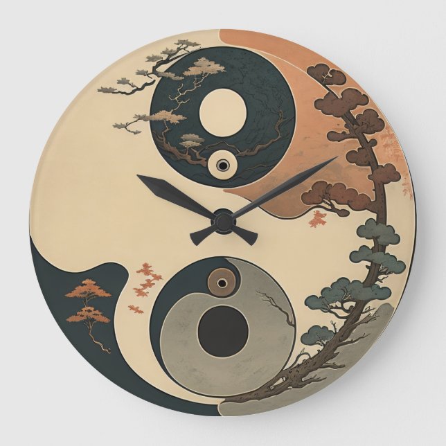 Yin Yang trees Large Clock (Front)