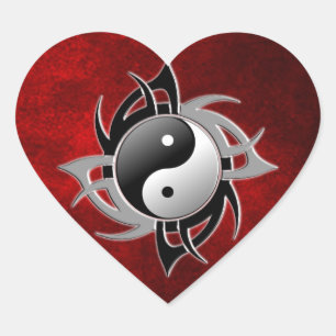 YIN YANG TRIBAL 3D HEART STICKER