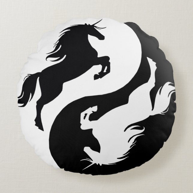 Yin Yang Unicorn Throw Pillow (Front)