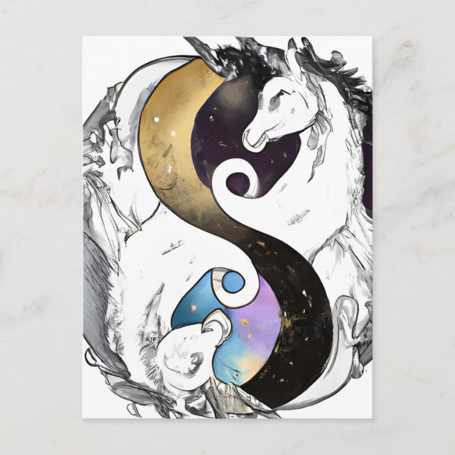 Yin Yang Unicorns Postcard (Front)