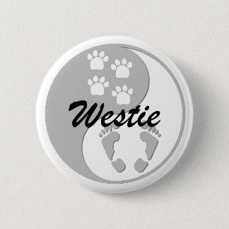 yin yang westie 6 cm round badge