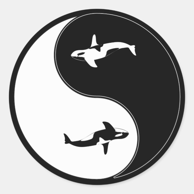 Yin Yang Whale Classic Round Sticker (Front)