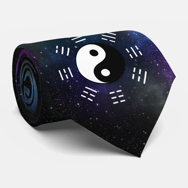 Yin Yang with Bagua Trigram Symbols I-Ching Tie (Rolled)