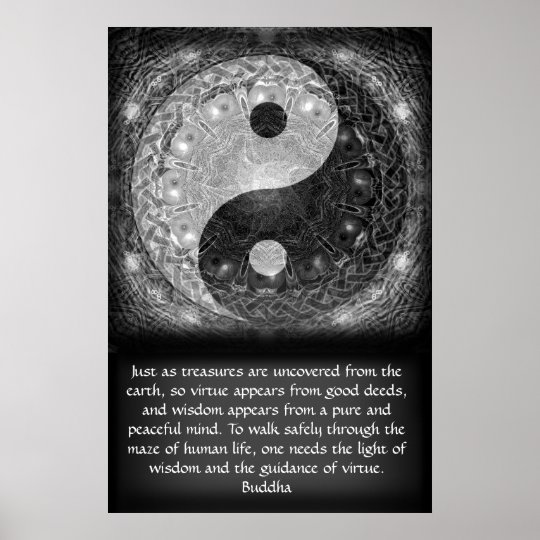 Yin Yang With Buddha Quote Poster Zazzle