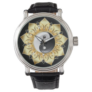 Yin Yang with gold lotus petals  Watch