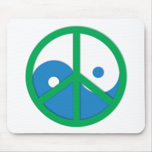 Yin-Yang with Peace sign Mouse Pad