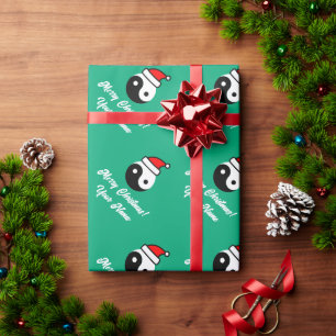 Yin Yang with Santa hat custom Christmas Wrapping Paper