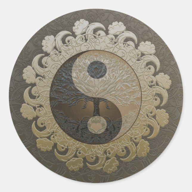 Yin Yang with Tree of Life by Amelia Carrie Classic Round Sticker (Front)