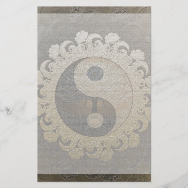 Yin Yang with Tree of Life by Amelia Carrie Stationery (Front)