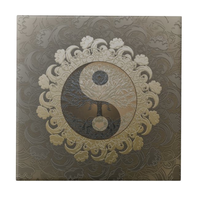 Yin Yang with Tree of Life by Amelia Carrie Tile (Front)