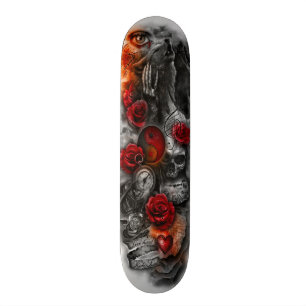 Yin Yang Wolf Skull Fantasy Deck Skateboard