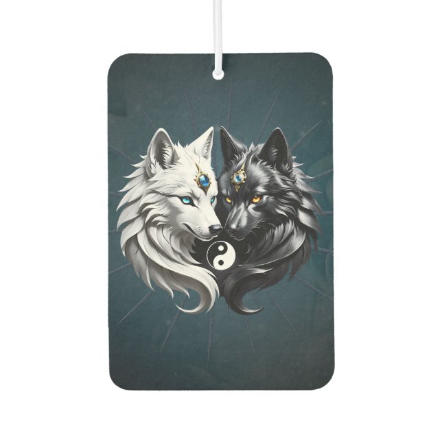 Yin Yang Wolves.  Car Air Freshener (Front)