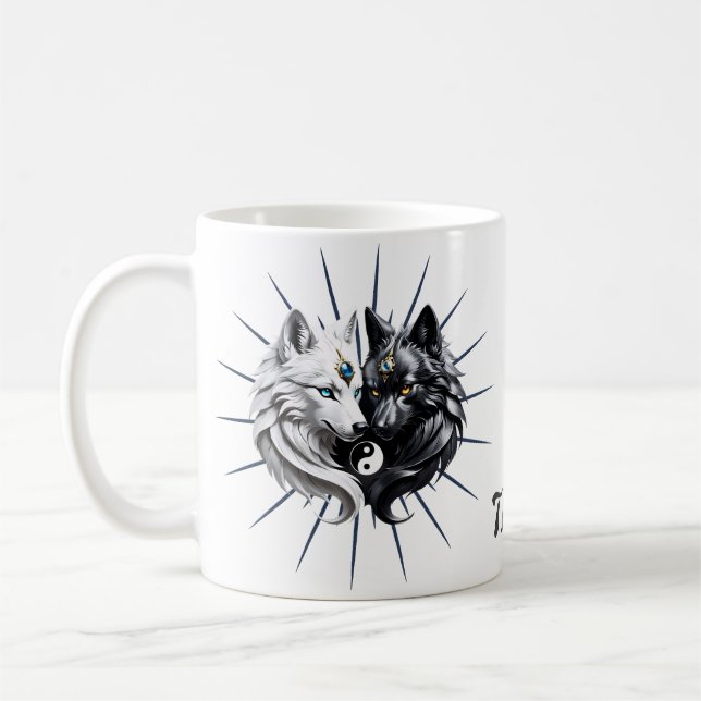 Yin Yang Wolves.  Coffee Mug (Left)