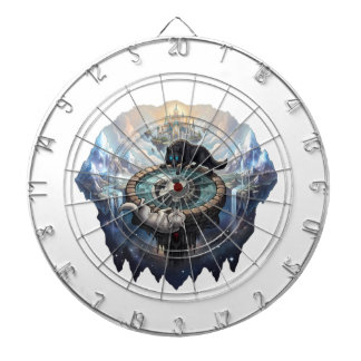 Yin Yang Wolves Cosmic Galaxy Fantasy Floating Dartboard