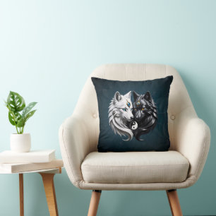 Yin Yang Wolves. Cushion