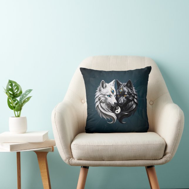 Yin Yang Wolves.  Cushion (Chair)