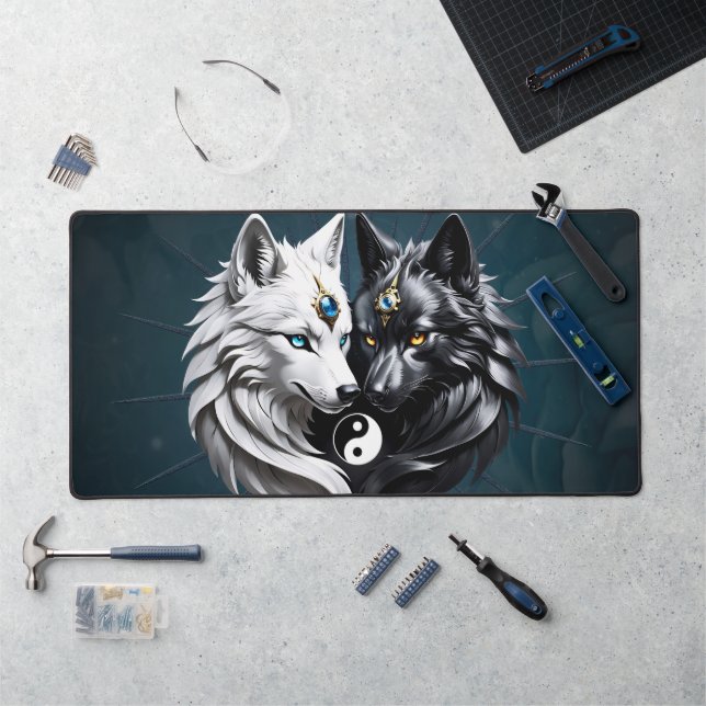 Yin Yang Wolves.  Desk Mat (Workstation)