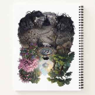 Yin Yang Wolves Dual Seasons Tree of Life Fantasy Notebook