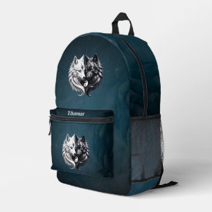 Yin Yang Wolves.  Printed Backpack