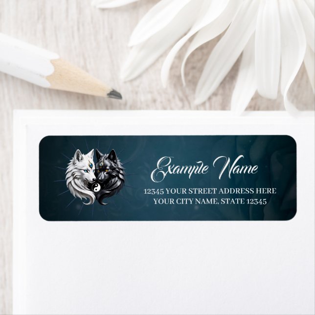 Yin Yang Wolves.  Return Address Label (Insitu)