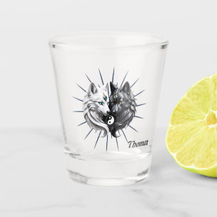 Yin Yang Wolves. Shot Glass