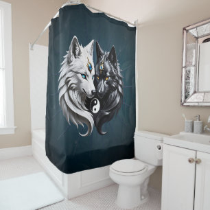 Yin Yang Wolves. Shower Curtain