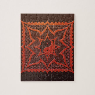 Yin Yang Woodcut Mandala Jigsaw Puzzle