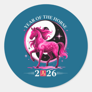 Yin Yang Year Of The Horse Zodiac Art Chinese New Classic Round Sticker