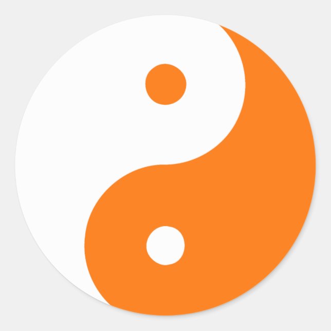 Yin Yang Ying Taoism Sign Chinese Taijitu Orange Classic Round Sticker (Front)