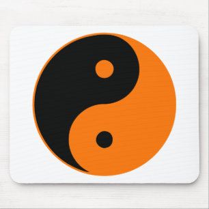 Yin Yang Ying Taoism Sign Chinese Taijitu Orange Mouse Pad