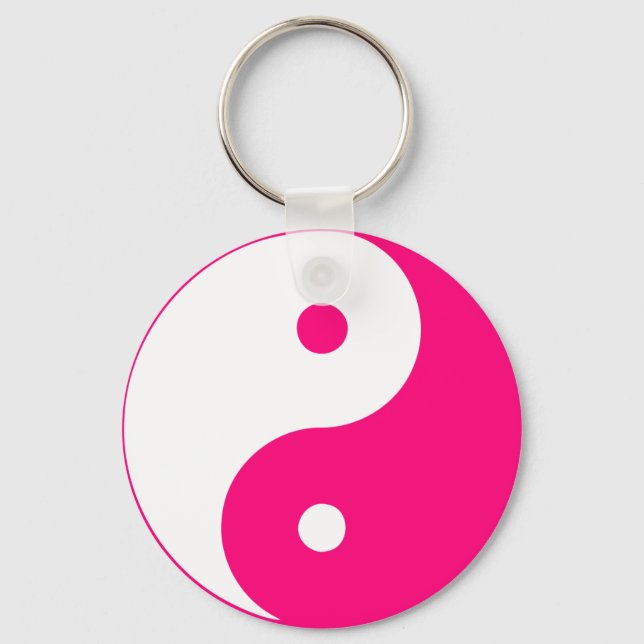 Yin Yang Ying Taoism Sign Chinese Taijitu Pink Key Ring (Front)