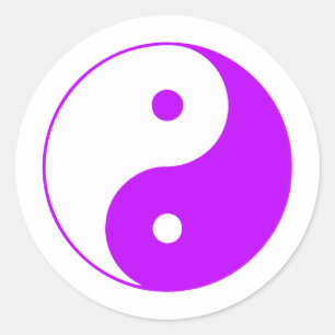 Yin Yang Ying Taoism Sign Chinese Taijitu Purple Classic Round Sticker