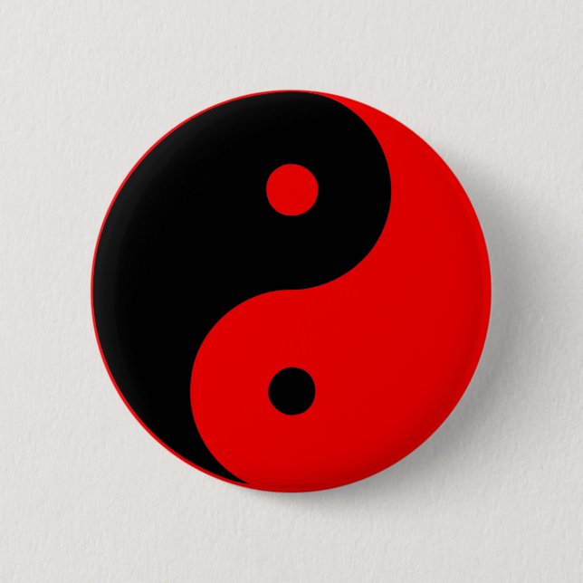 Yin Yang Ying Taoism Sign Chinese Taijitu Red 6 Cm Round Badge (Front)