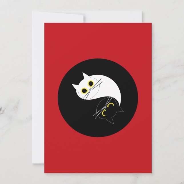 YIN YANG Zen Cat Greeting Card (Front)