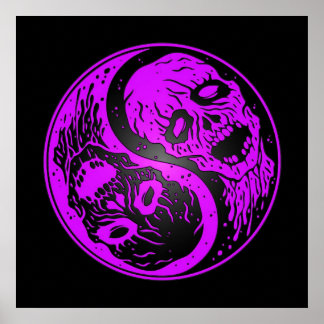 Yin Yang Zombies Purple and Black Poster