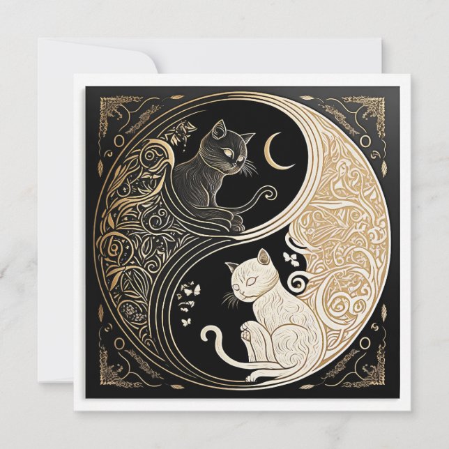 Ying and Yang Cats Card (Front)