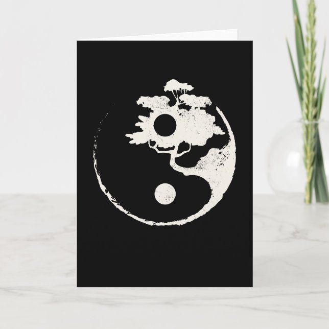 Ying Yang Bonsai Tree Enso Circle Zen Card (Front)