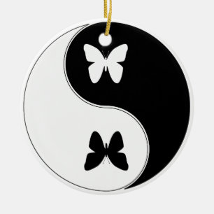 Ying Yang Butterfly Ceramic Tree Decoration