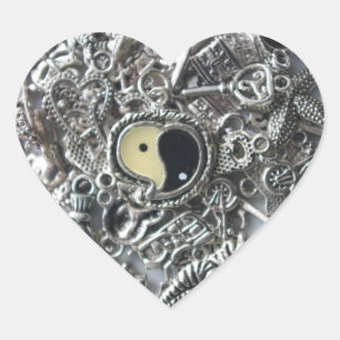 ying yang charm heart sticker